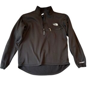 The North Face Women M Black Pullover Quarter Zip Collar Ultra Wick Fleece VTG